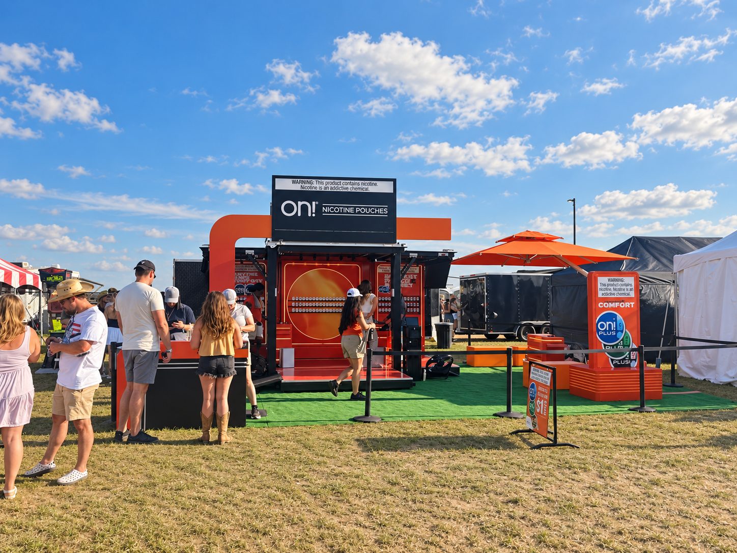 on! nicotine pouch festival activation footprint