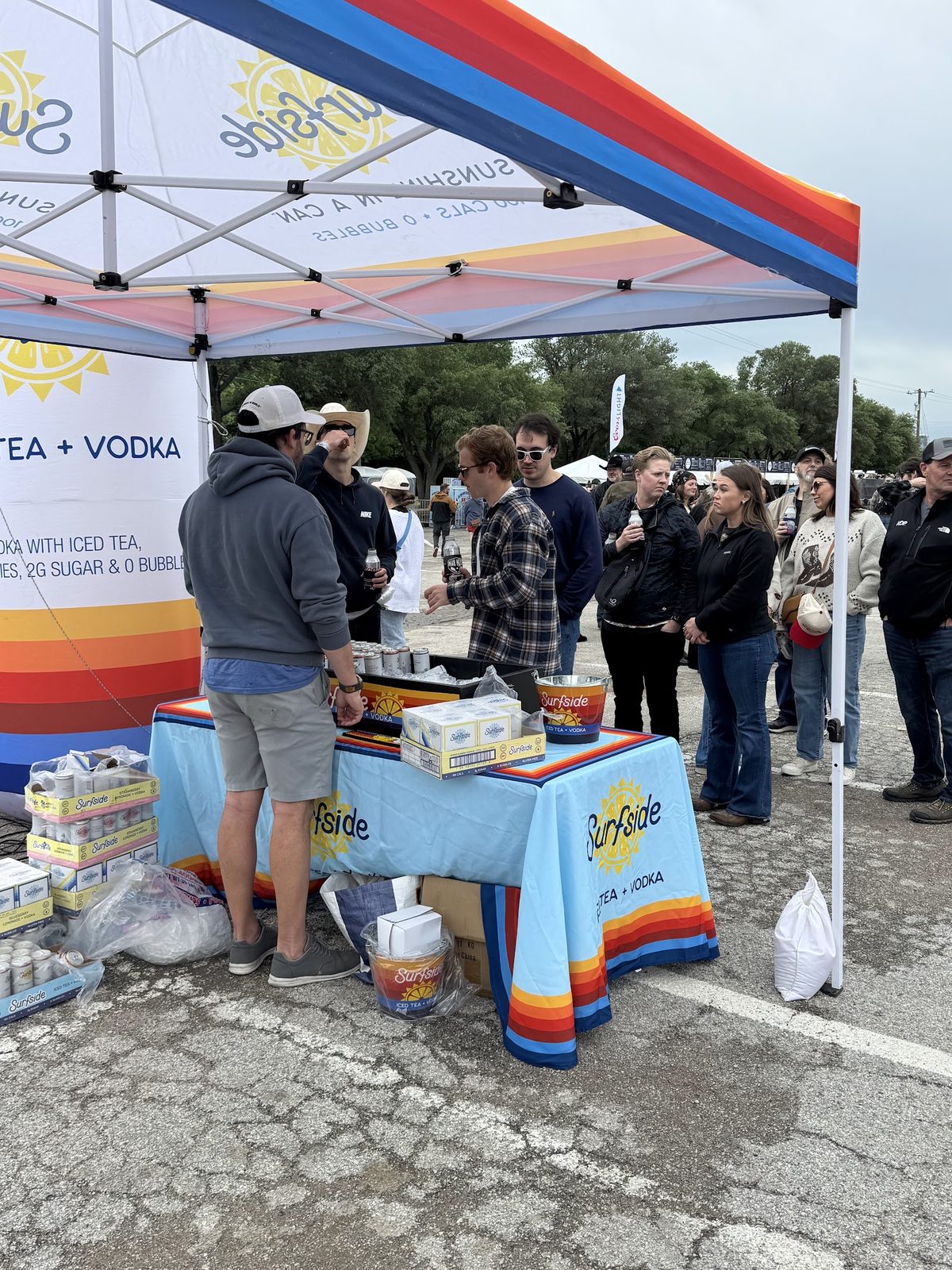 Carbliss sampling tent with fans lined up